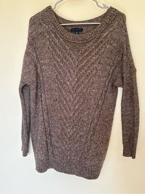 American Eagle Outfitters Cable Knit Scoop Neck Sweater - Brown